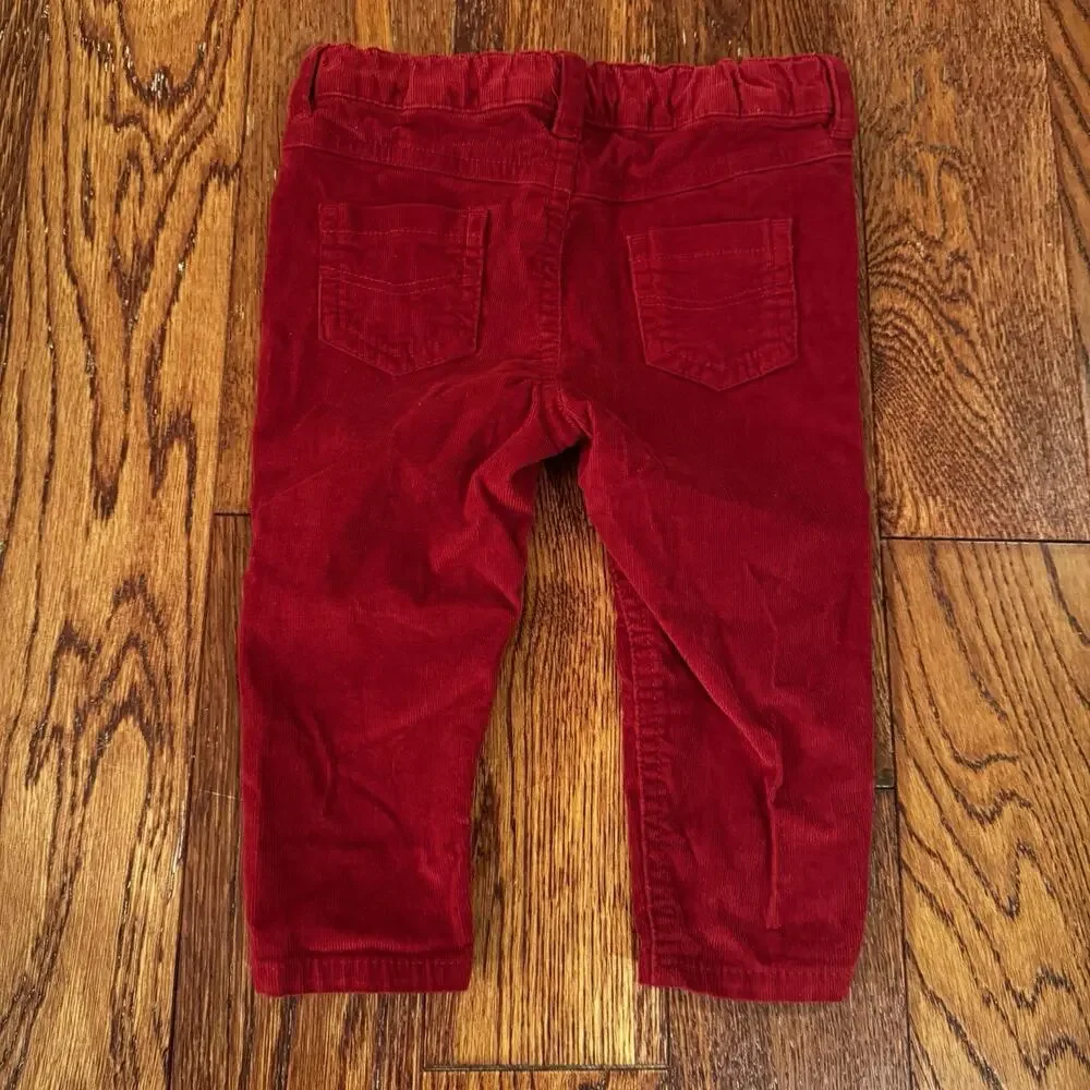 Edgehill‎ Corduroy Pants Baby 12 Months Unisex Boy Girl 2 Pair 1 Green 1 Red